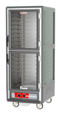 Metro C539-HDC-U-GY C5 3 Series Gray Full-Size Insulated Heated Holding Cabinet with Clear Dutch Doors and Universal Wire Slides - 120V