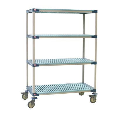 Metro X556PG4 Metromax 4 Mobile Shelving Unit Four Tier 48"W (4) Open Grid Polymer Shelves With Removable Shelf Mats Unit Load Capacity of 750 Lbs.