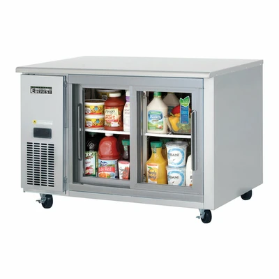 Everest Refrigeration ETGSR2 47.5"W Two-Section Glass Door Undercounter/Worktop Refrigerator