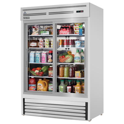 Everest Refrigeration EMGR48-SS 53.13" W Two-Section Reach-In Glass Door Reach-In Glass Door Merchandiser Refrigeration