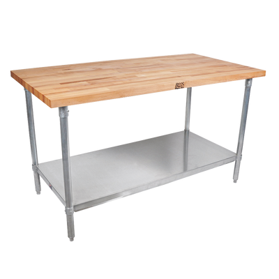 John Boos JNS13 Wood Top 96"W x 30"D x 35"H 1-1/2" thick Edge Grain Flat Top Work Table