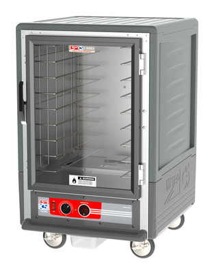 Metro C535-HLFC-4-GY C5 3 Series Gray Half-Size Insulated Low Wattage Heated Holding Cabinet with Clear Door and Fixed Wire Slides - 120V