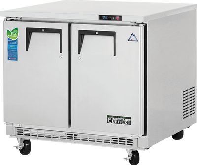 Everest Refrigeration ETBSR2 35.63"W Two-Section Solid Door Undercounter/Worktop Refrigerator