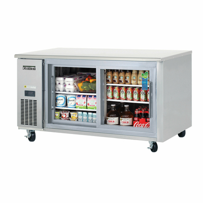 Everest Refrigeration ETGR2 59.25"W Two-Section Glass Door Undercounter/Worktop Refrigerator