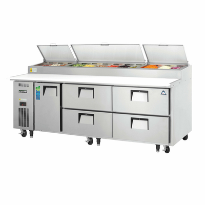 Everest Refrigeration EPPR3-D4 93.13" W Three-Section One Door One Door Drawered Pizza Prep Table