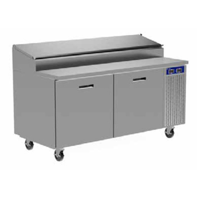 Randell 8260N-290 60&quot; W Two-Section Two Door Two Door Refrigerated Raised Rail Prep Table
