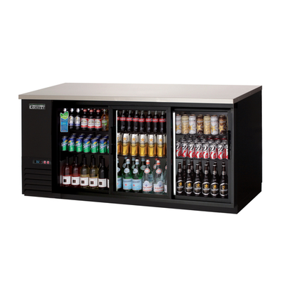 Everest Refrigeration EBB90G-SD 89.25"W Three-Section Glass Door Back Bar Refrigerator