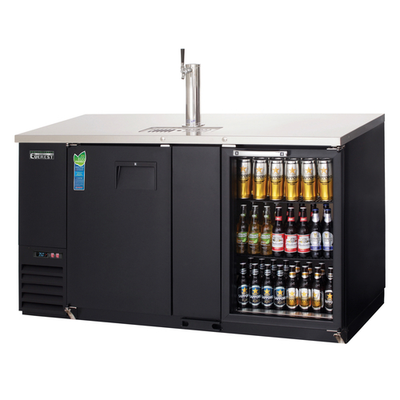 Everest Refrigeration EBD3-BBG-24 68"W Two-Section Glass Door Back Bar & Direct Draw Keg Refrigerator Combo