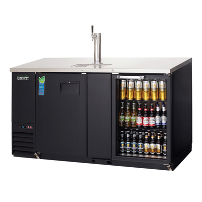 Everest Refrigeration EBD3-BBG 68"W Two-Section Glass Door Back Bar & Direct Draw Keg Refrigerator Combo