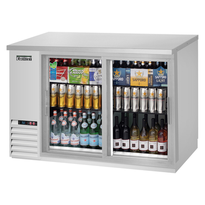 Everest Refrigeration EBB48G-SD-SS 49"W Two-Section Self-Closing Door Glass Door Back Bar Refrigerator
