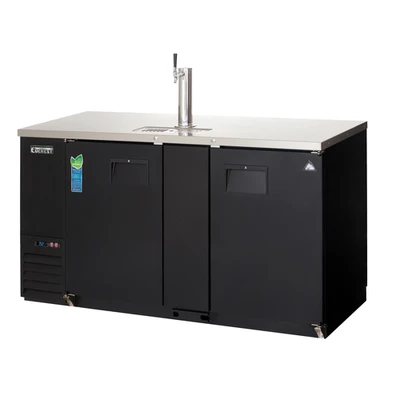 Everest Refrigeration EBD3-BB-24 68"W Two-Section Solid Door Black Bar & Direct Draw Keg Refrigerator Combo