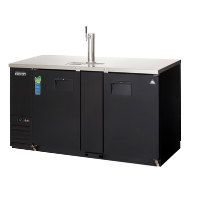 Everest Refrigeration EBD3-BB-24 68"W Two-Section Solid Door Black Bar &amp; Direct Draw Keg Refrigerator Combo