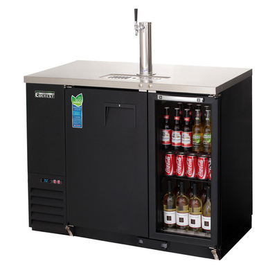 Everest Refrigeration EBDS2-BBG-24 49"W Two-Section Glass Door Back Bar &amp; Direct Draw Keg Refrigerator Combo