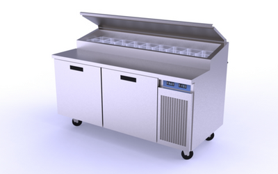 Randell 8268N-290 68&quot; W Two-Section Refrigerated Raised Rail Prep Table