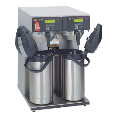 Bunn 38700.0013 15 Gal/Hour Plastic and Stainless Steel AXIOM Twin APS Airpot Coffee Brewer - 120-240 Volts 6100 Watts
