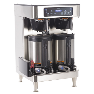 Bunn 51200.0102 Stainless Steel ICB Twin Soft Heat Automatic Coffee Brewer - 120-208 Volts 6000 Watts