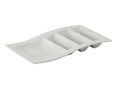 Tuxton GZP-800 14-5/8" x 8-5/8" x 1-5/8"H Taco Plate (6 Each Per Case)