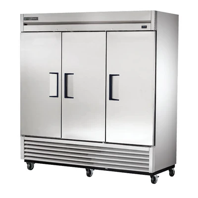 True T-72-HC 78.13" W Three-Section Stainless Steel Door Reach-In Refrigerator