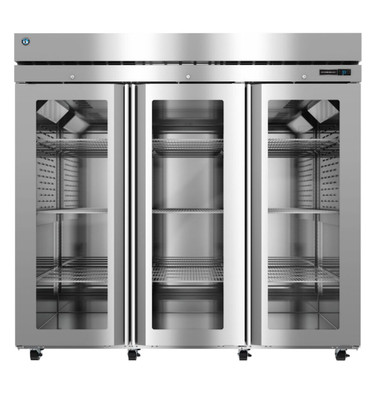 Hoshizaki R3A-FGE Steelheart Series 82.5" W Stainless Steel Three-Section 3 Full Height Hinged Glass Doors Reach-In Refrigerator - 115 Volts