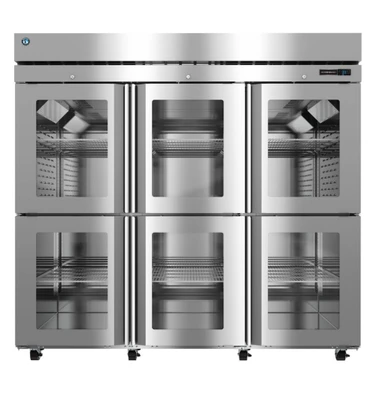Hoshizaki R3A-HGE Steelheart Series 82.5" W Stainless Steel Three-Section 6 Half Height Hinged Glass Doors Reach-In Refrigerator - 115 Volts