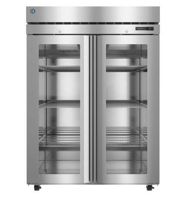Hoshizaki R2A-FGE Steelheart Series 55" W Stainless Steel Two-Section 2 Full Height Hinged Glass Doors Reach-In Refrigerator - 115 Volts
