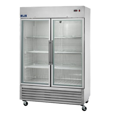 Arctic Air AGR49 54" W Stainless Steel Two-Section Glass Door Reach-In Refrigerator