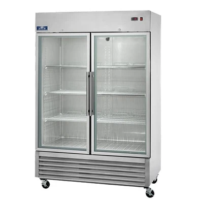 Arctic Air AGR49 54" W Stainless Steel Two-Section Glass Door Reach-In Refrigerator