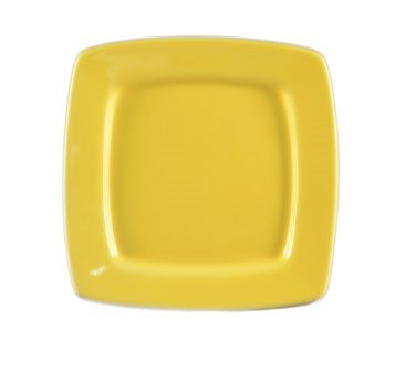 CAC China R-S6Q-Y Yellow Ceramic Square Clinton Plate (3 Dozen Per Case)