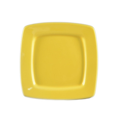 CAC China R-S6Q-Y Yellow Ceramic Square Clinton Plate (3 Dozen Per Case)