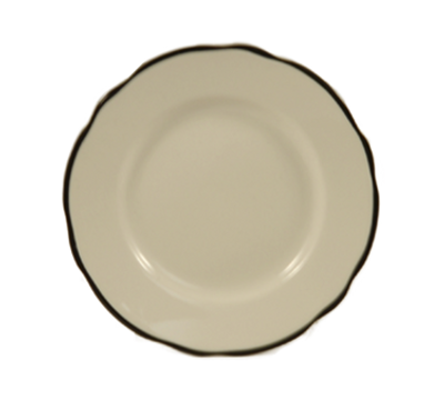 CAC China SC-6B 6.38" Dia. Black Band and American White Ceramic Round Seville Plate (3 Dozen Per Case)
