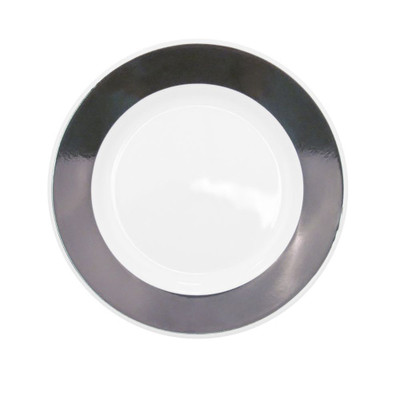 CAC China R-7-BLK 7.25" Dia. Black Ceramic Round Rainbow Plate (3 Dozen Per Case)