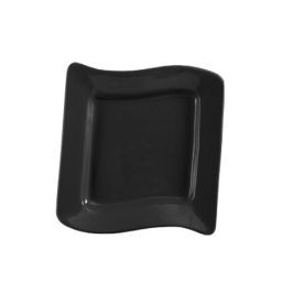 CAC China SOH-6-BLK Black Ceramic Square Soho Plate (3 Dozen Per Case)