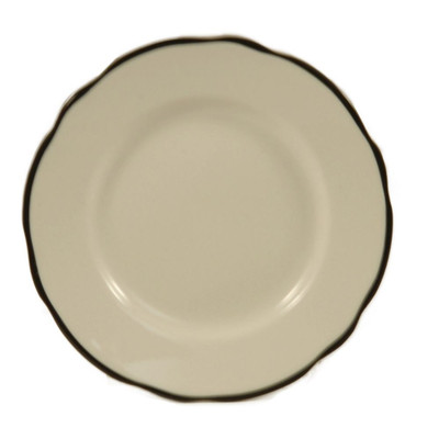 CAC China SC-7B 7.38" Dia. Black Band and American White Ceramic Round Seville Plate (3 Dozen Per Case)