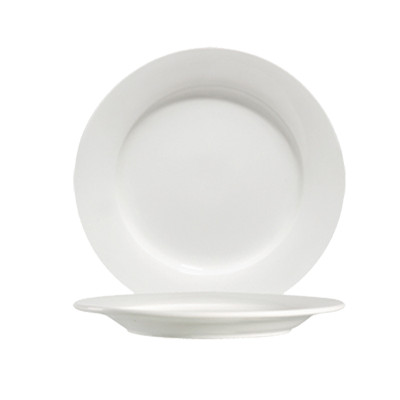 CAC China 101-8 8.25" Dia. Bone White Porcelain Round Lincoln Plate (3 Dozen Per Case)