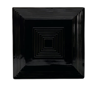 CAC China TG-SQ8-BLK Black Porcelain Square Tango Plate (2 Dozen Per Case)