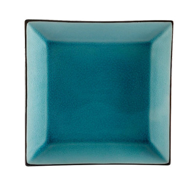 CAC China 6-S21-BLU Lake Blue Ceramic Square Japanese Style Plate (1 Dozen)