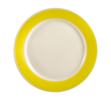 CAC China R-6-Y 6.5" Dia. Yellow Ceramic Round Rainbow Plate (3 Dozen Per Case)