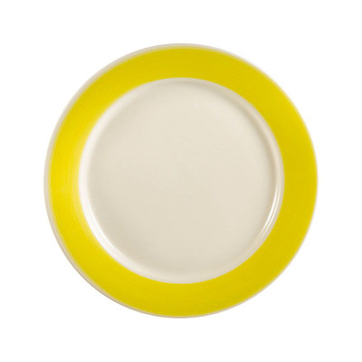 CAC China R-6-Y 6.5" Dia. Yellow Ceramic Round Rainbow Plate (3 Dozen Per Case)