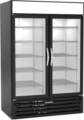 Beverage Air MMRF49HC-1-A-BW 52"W Two-Section Glass Door MarketMax DUAL TEMP Merchandiser