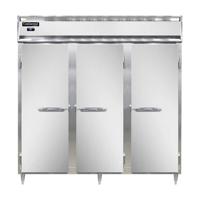 Continental Refrigerator D3RN 78" W Three-Section Stainless Steel Door Reach-In Designer Line Refrigerator