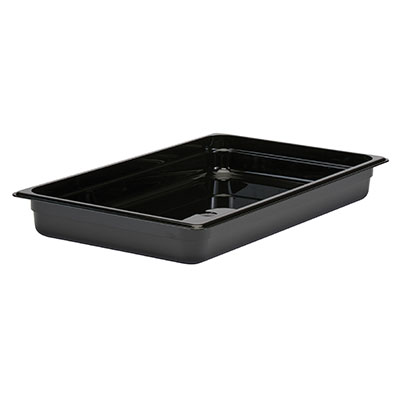 Cambro 12CW110 Camwear Full Size Black Food Pan 2-1/2&quot; Deep - 6/Case