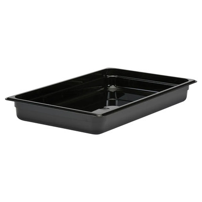 Cambro 12CW110 Camwear Full Size Black Food Pan 2-1/2" Deep - 6/Case