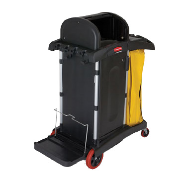 Rubbermaid FG9T7500BLA High Security Cleaning Cart 7.25 Cu. Ft. Capacity Aluminum &amp; Structural Web Plastic Black