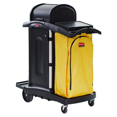 Rubbermaid FG9T7500BLA High Security Cleaning Cart 7.25 Cu. Ft. Capacity Aluminum &amp; Structural Web Plastic Black