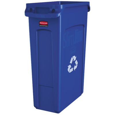Rubbermaid FG354007Blue 23 Gallon Easy-To-Clean Blue Slim Jim Station Recycling Container (4 Each Per Case)