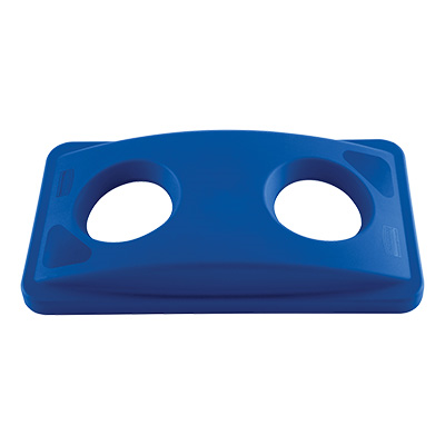 Rubbermaid FG269288Blue 20 3/8" W X 11 3/8" D X 2 3/4" H Blue Slim Jim Bottle &amp; Can Recycling Top (6 Each Per Case)