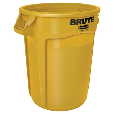 Rubbermaid FG263200YEL 32 Gallon 22" D X 27 1/4" H Round Double Rimmed Base Plastic Construction Yellow ProSave BRUTE Container (6 Each Per Case)