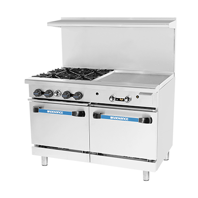 Turbo Air TARG-4B24G-LP 48" Liquid Propane Radiance Restaurant Range - 235,000 BTU