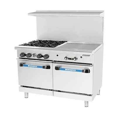 Turbo Air TARG-4B24G-LP 48" Liquid Propane Radiance Restaurant Range - 235,000 BTU