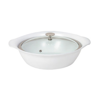 Spring USA 8258-2/30
 12"
 3 qt
 Stainless Steel
 White
 Round
 Motif Casserole Pan